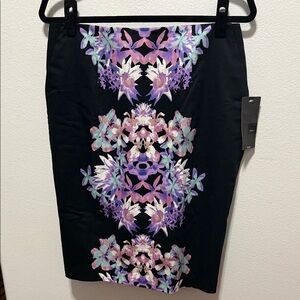 Mossimo Supply Co. Black Pencil Skirt with Gorgeous Floral Print